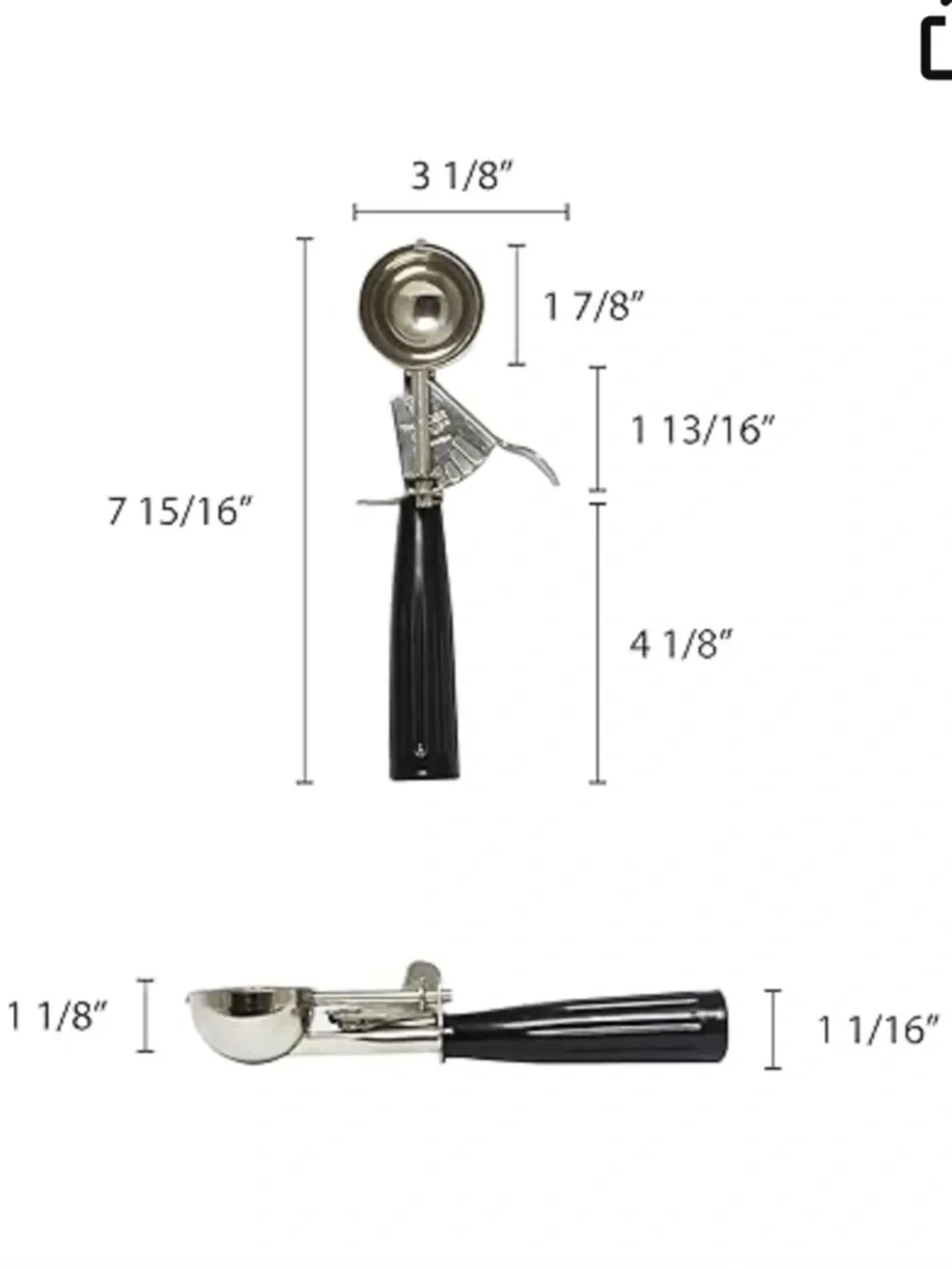 Set of 3 Thunder Group #30 Ice Cream Dishers 1oz Black Handle NSF